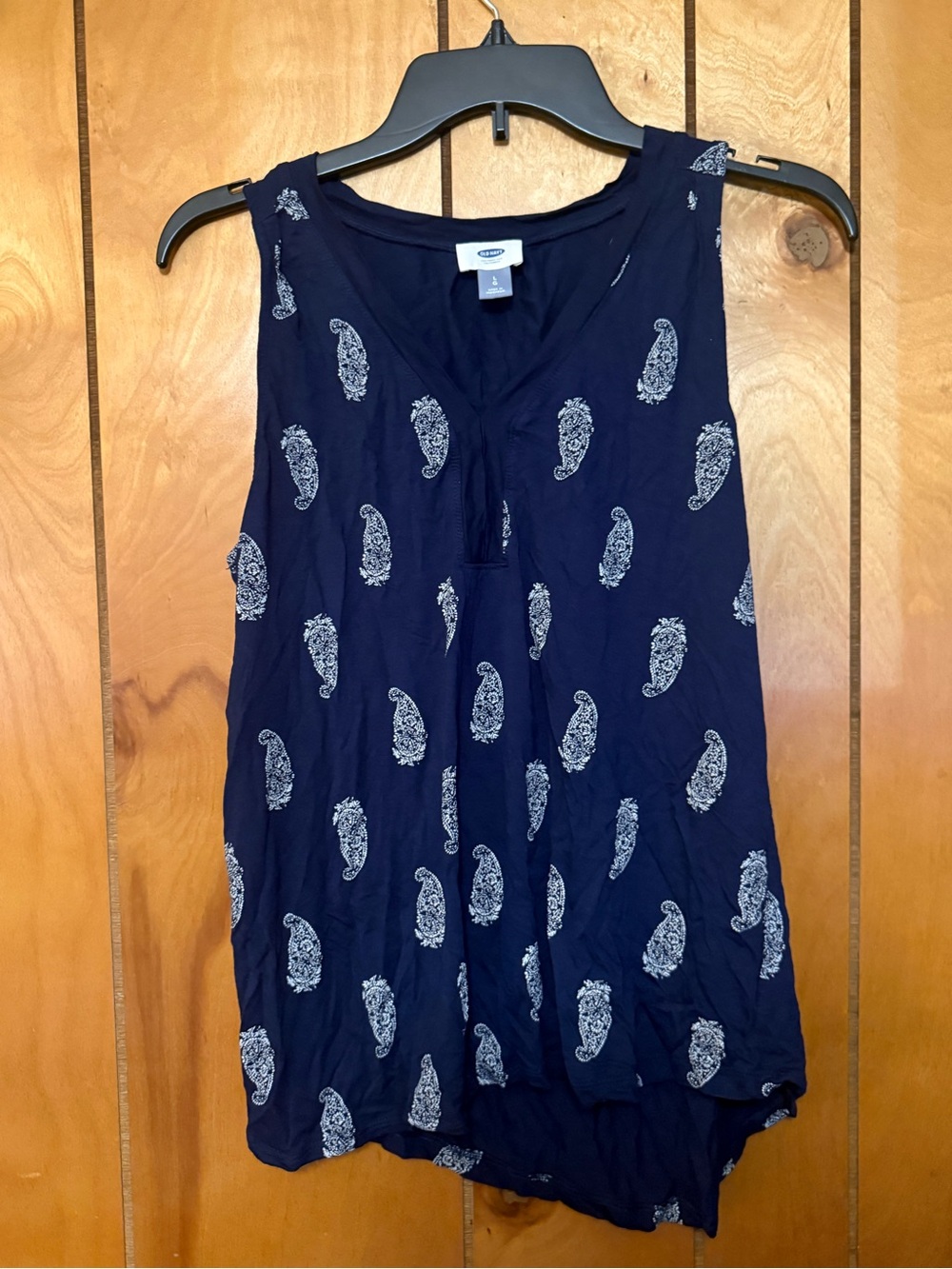 Old Navy Navy Paisley Print V-Neck Tank